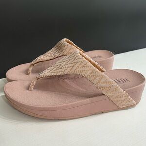 Fitflop Lulu Chevron Oyster Pink Wedge Sandals